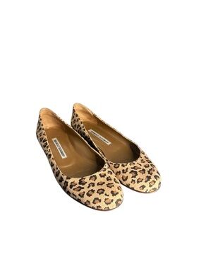 Manolo Blahnik Leopard Print Ballet Flats - Beige & Black